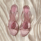 Damen elegante Slip-On Sandalen mit funkelnder Strassverzierung R&B