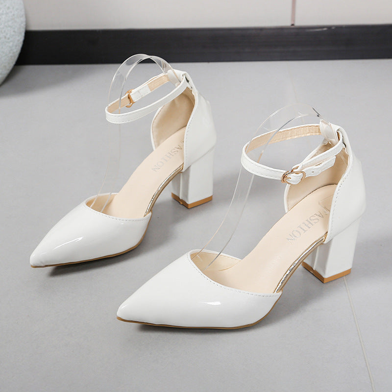 Damen elegante High-Heels mit transparentem Riemen und Blockabsatz R&B