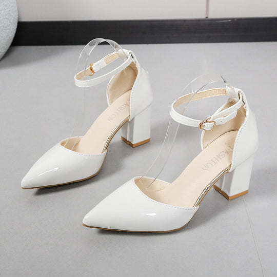 Damen elegante High-Heels mit transparentem Riemen und Blockabsatz R&B