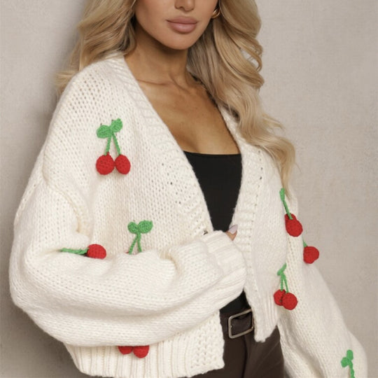 Damen Verspielter Strick-Cardigan mit dekorativen Details R&B
