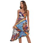 Damen Sommerliches Maxi-Kleid mit verspieltem Schnitt und buntem Muster R&B