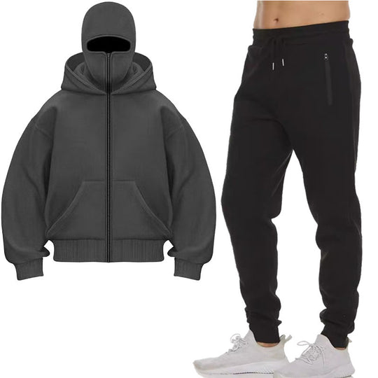 Herren Jogginganzug mit hochgeschlossener Kapuze und praktischen Reißverschlusstaschen R&B