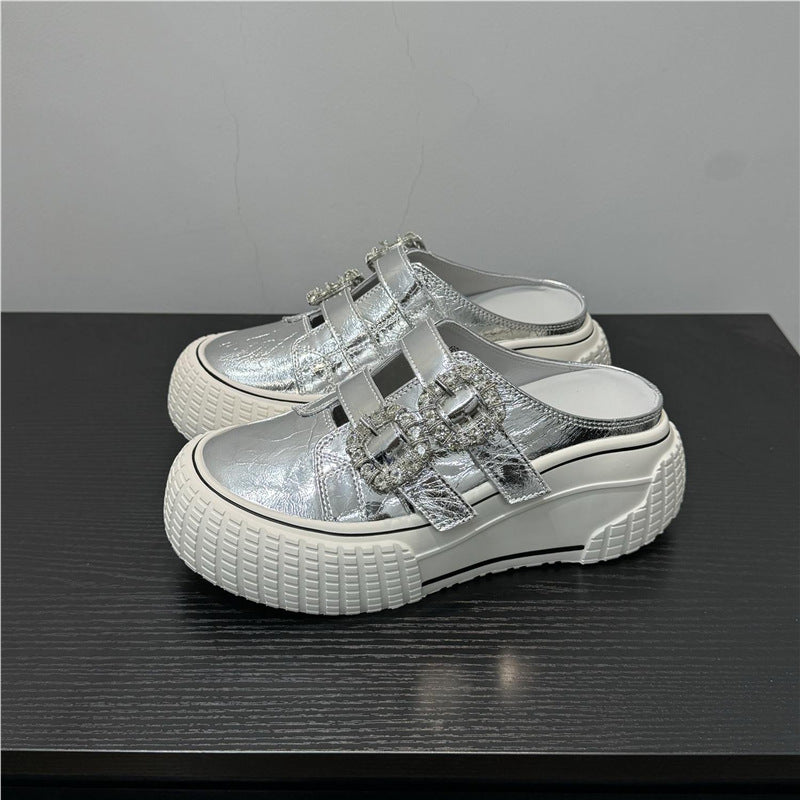 Damen modische Clutch-Sneaker mit dekorativen Strassschnallen R&B