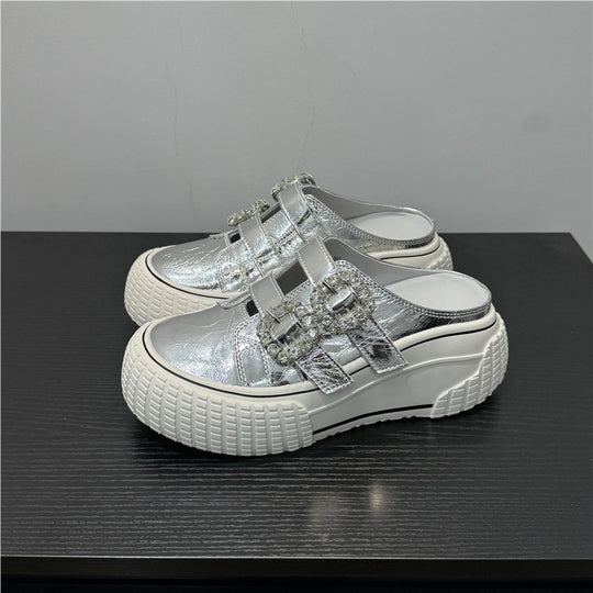 Damen modische Clutch-Sneaker mit dekorativen Strassschnallen R&B