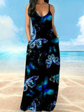 Damen Maxikleid mit schönem Schmetterlingsdruck R&B