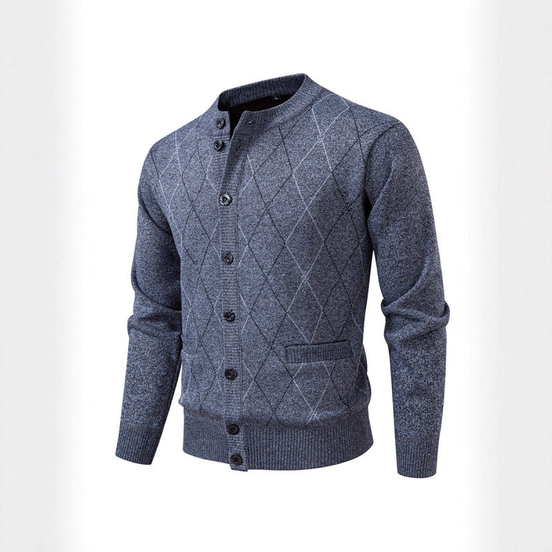 Herren Strickjacke mit modernem Rautenmuster Heidi-Mode