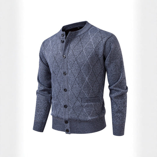 Herren Strickjacke mit modernem Rautenmuster Heidi-Mode