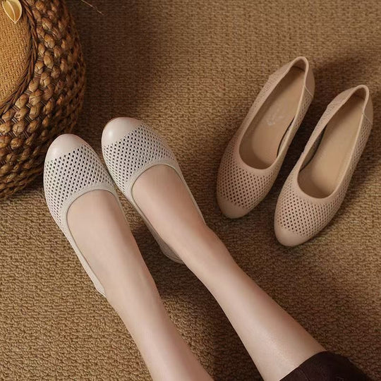 Damen Elegante und atmungsaktive Ballerinas mit Durchbrochenem Design R&B
