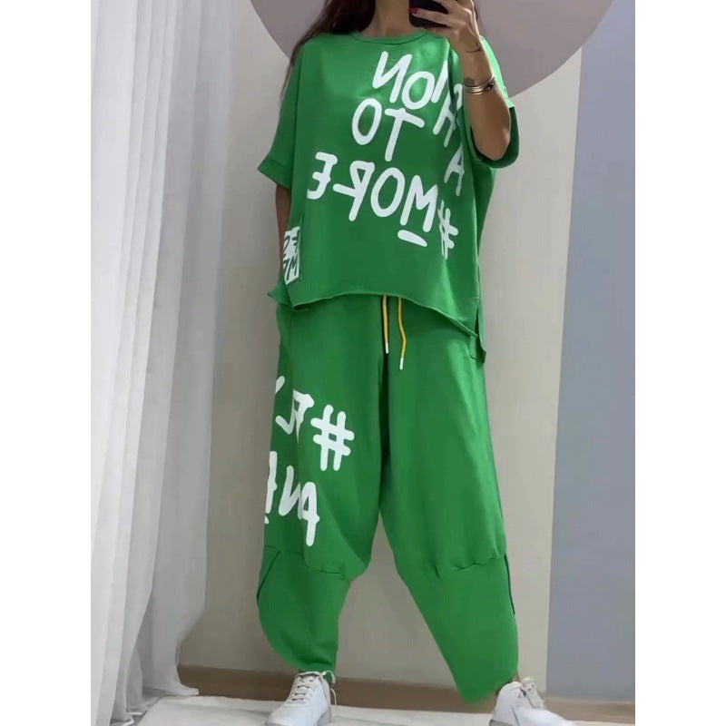 Damen Lässiges Set mit oversize T-Shirt und bequemen Jogginghose R&B