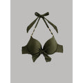 Damen Push-Up-Bikini mit dekorativem Knoten und goldenen Akzenten