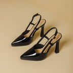 Damen Slingback-Pumps mit glanzvollem Design und elegantem Absatz