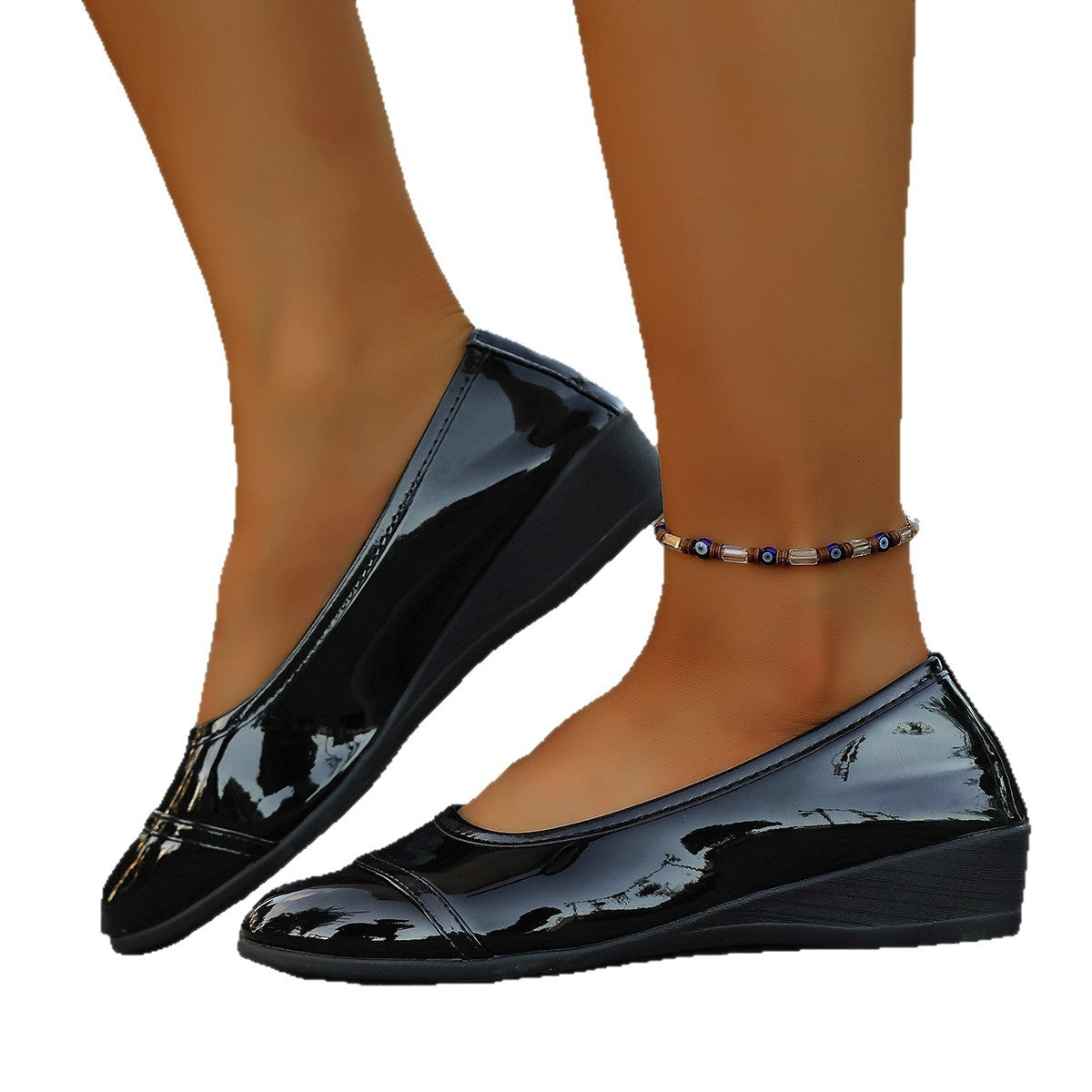 Damen Elegante Ballerinas mit komfortablem Fußbett und glänzender Oberfläche