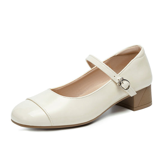 Damen Mary Jane Ballerinas mit verstellbarem Riemen und komfortablem Blockabsatz R&B