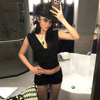 Damen Figurbetontes Oberteil und Shorts Set R&B