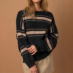 Damen lässiger Pullover mit modernen Streifen R&B