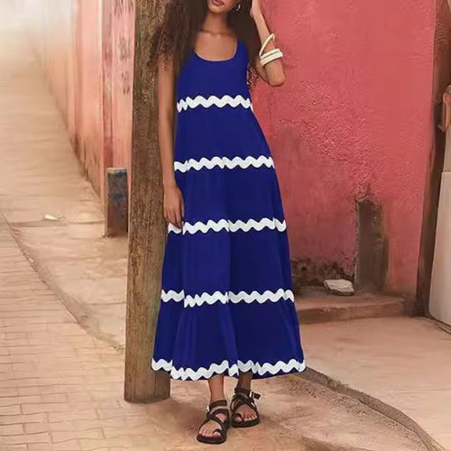 Damen Sommermaxikleid mit wellenförmigem Design R&B