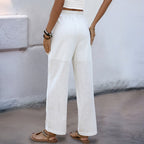 Damen Sommerliche Leinenhose mit elastischem Bund und praktischen Tasche R&B