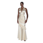 Damen Elegantes Maxikleid mit asymmetrischem Schnitt und raffinierten Drapierungen R&B