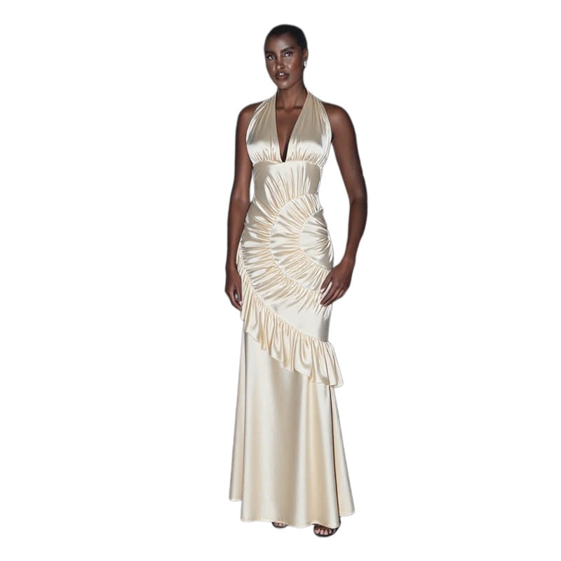 Damen Elegantes Maxikleid mit asymmetrischem Schnitt und raffinierten Drapierungen R&B