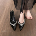 Damen Slingback-Pumps mit funkelnden Strassdetails und elegantem Design