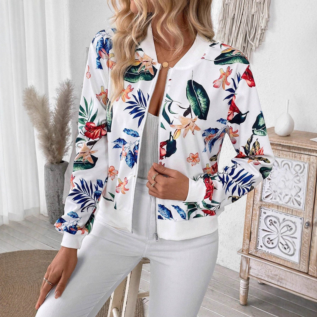 Damen Blumenmuster Bomberjacke R&B