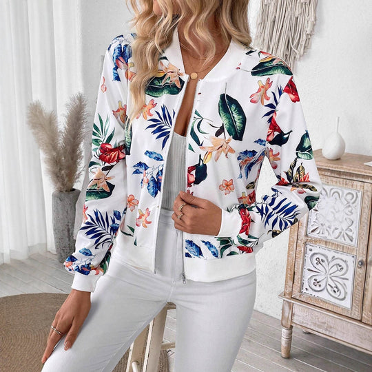 Damen Blumenmuster Bomberjacke R&B