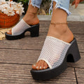 Damen Plateausandalen mit Netz-Obermaterial und robustem Blockabsatz