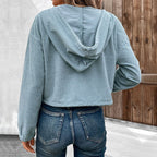 Damen Kapuzenjacke mit strukturiertem Waffelstrickdesign