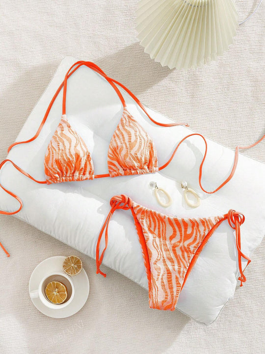 Damen Triangel-Bikini mit stilvollen Knotendetails R&B