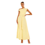 Damen Maxikleid mit schickem asymmetrischen Ausschnitt und eleganter Schleife EB