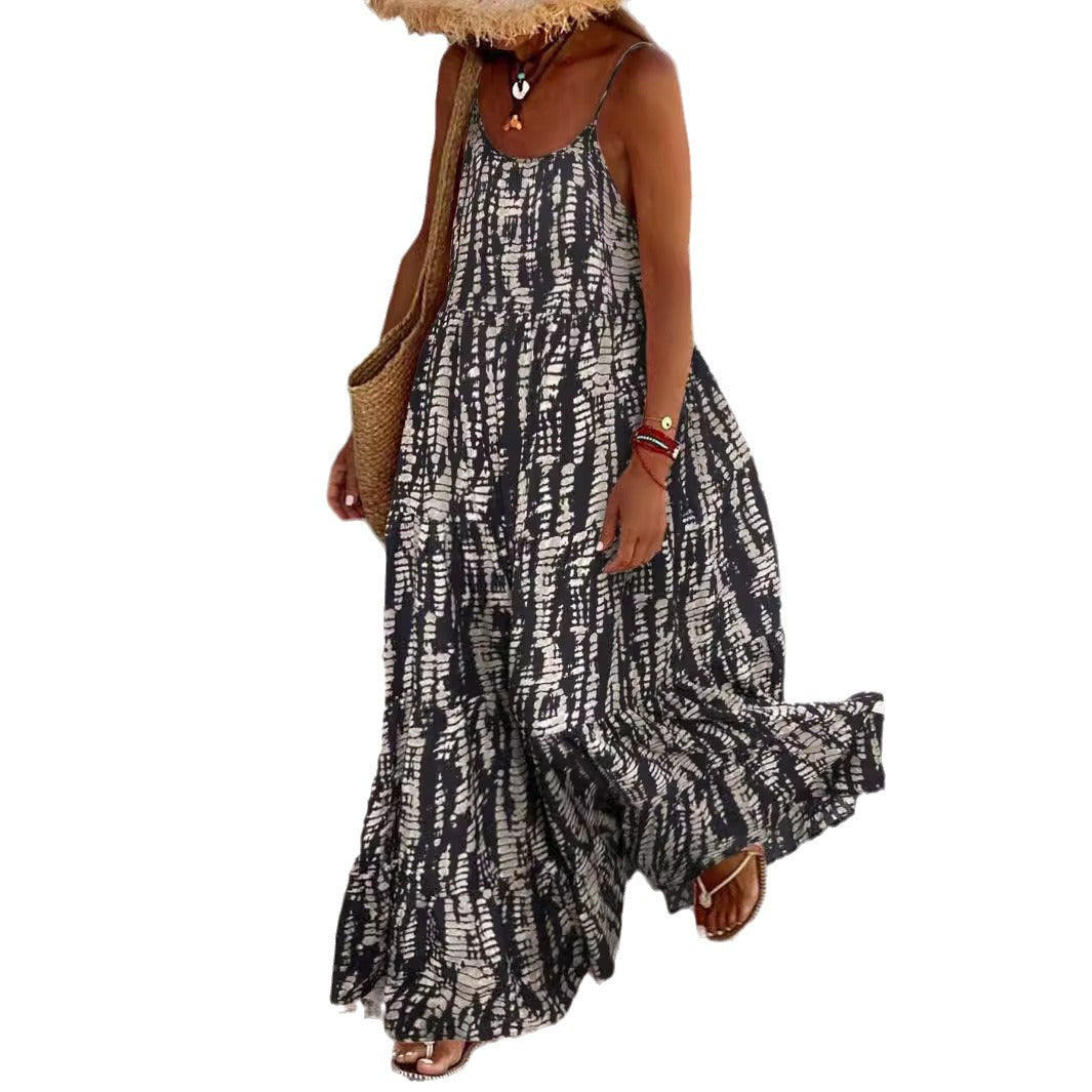Damen Maxikleid mit leichtem Schnitt und farbenfrohem Druck R&B