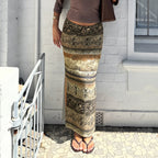Damen Maxi-Rock mit floralen Mustern und eleganter Spitzenbordüre R&B