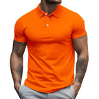 Herren nan tailliertes elastisches Piqué-Poloshirt mit klassischem Kragen R&B