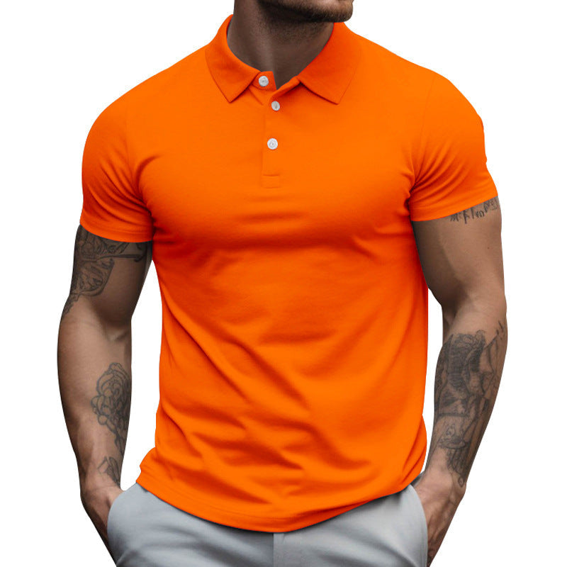 Herren nan tailliertes elastisches Piqué-Poloshirt mit klassischem Kragen R&B