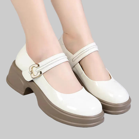 Damen Mary Jane Schuhe mit modischem Schnallenakzent und komfortablem Blockabsatz R&B
