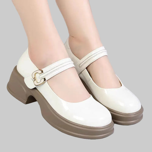 Damen Mary Jane Schuhe mit modischem Schnallenakzent und komfortablem Blockabsatz R&B