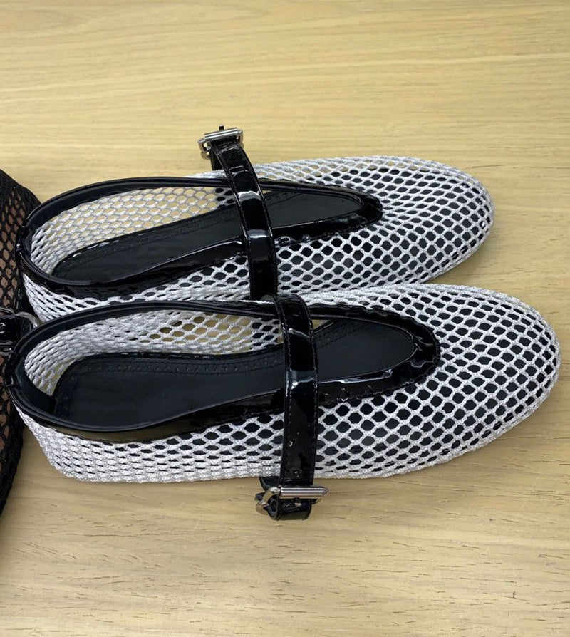 Damen Netz-Slipper mit verstellbarem Riemen und weichem Innenfutter R&B