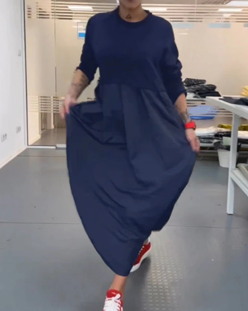 Damen Maxikleid mit lässigem Schnitt und praktischem Taillenregulierungsband Heidi-Mode