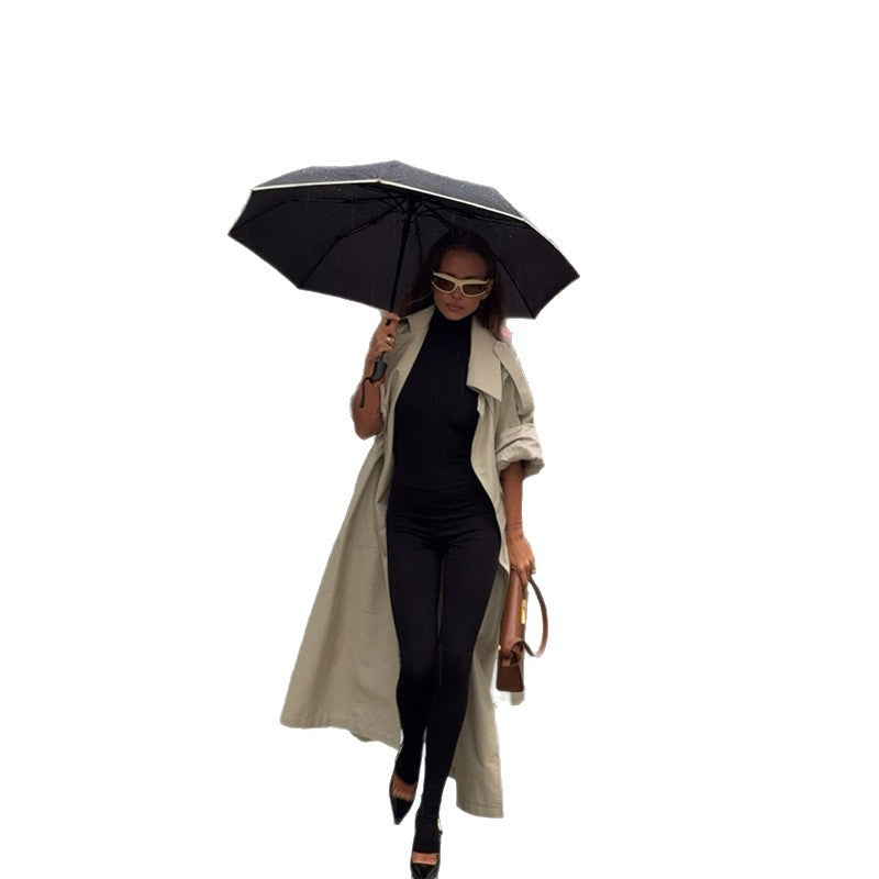 Damen Eleganter Trenchcoat mit offenen Ärmeln und modernem Schnitt R&B