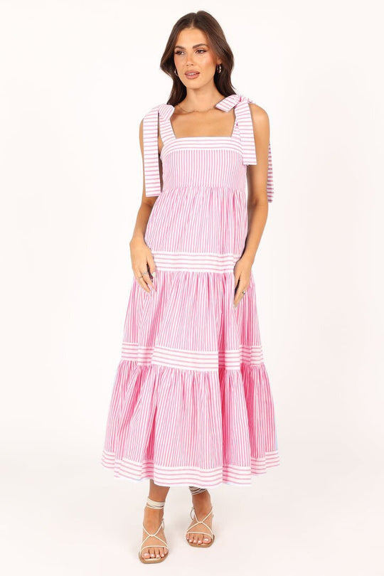 Damen Maxikleid mit verstellbaren Trägern und Rüschendetails R&B