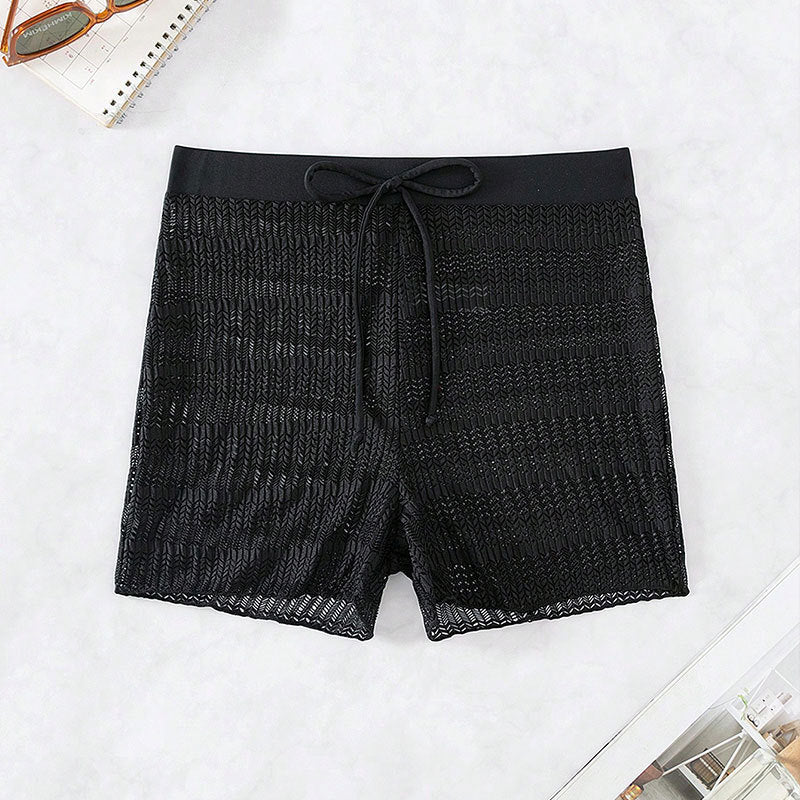 Damen Elegante Badeshorts mit transparentem Netzdesign R&B