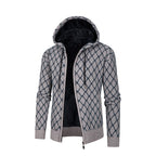 Herren Kapuzenjacke mit modernem Rautenmuster und kuscheligem Innenfutter