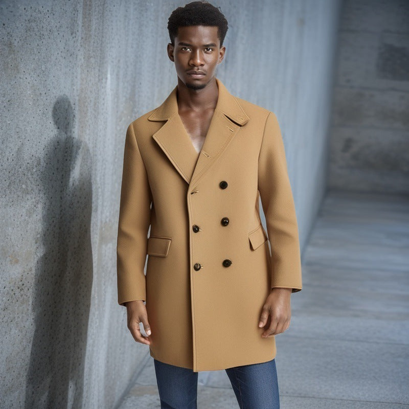 Herren eleganter Doppelreiher-Mantel mit modernem Schnitt und praktischen Taschen R&B
