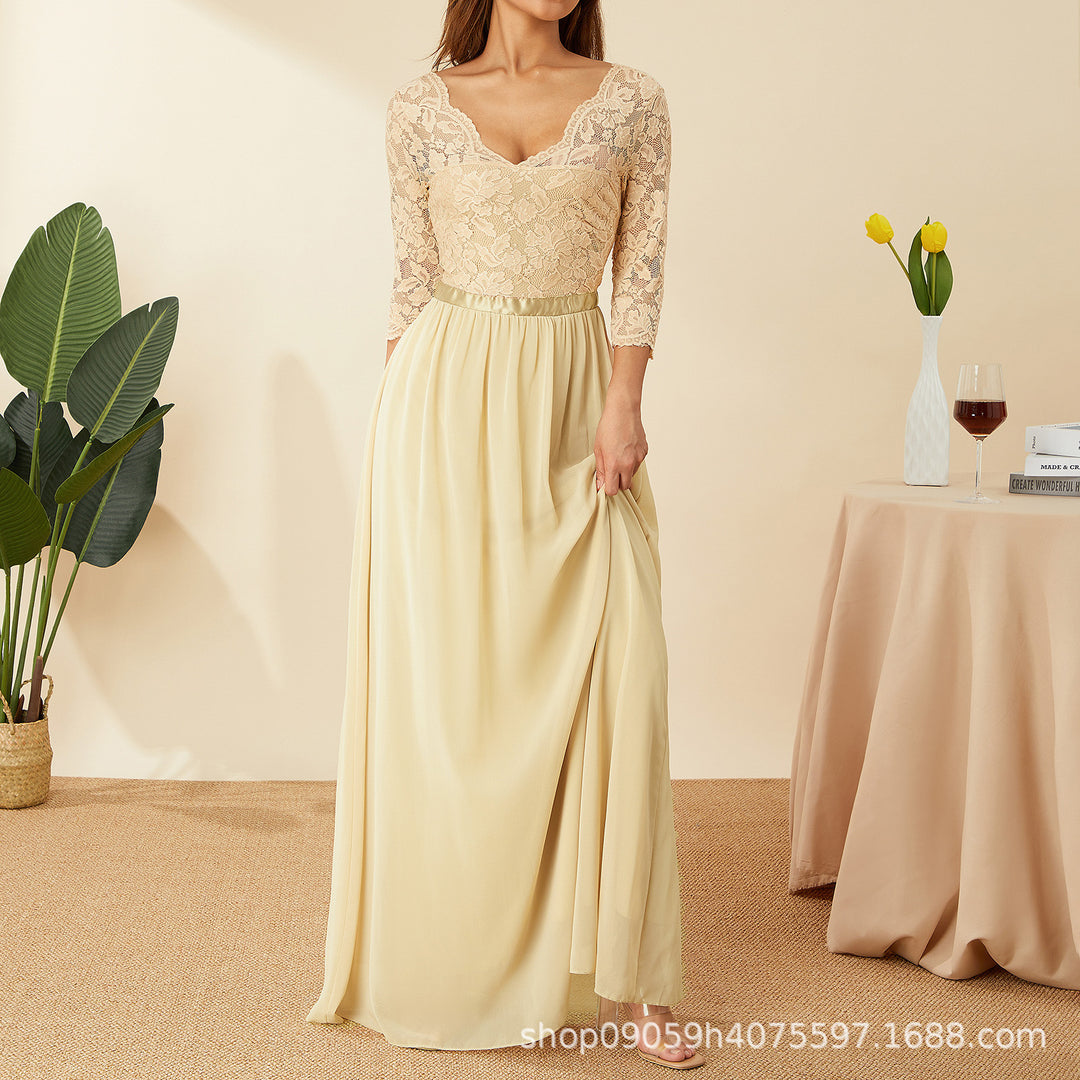 Damen elegantes Spitzenkleid R&B