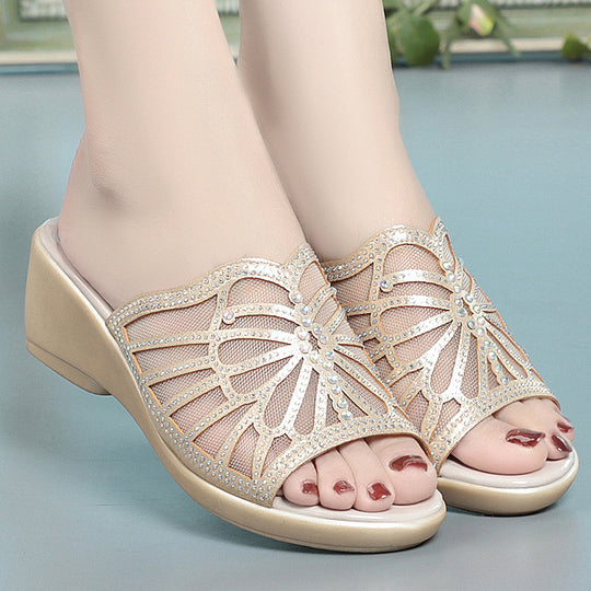 Damen Elegante Sandalen mit modischem Strassdesign und komfortablem Blockabsatz R&B