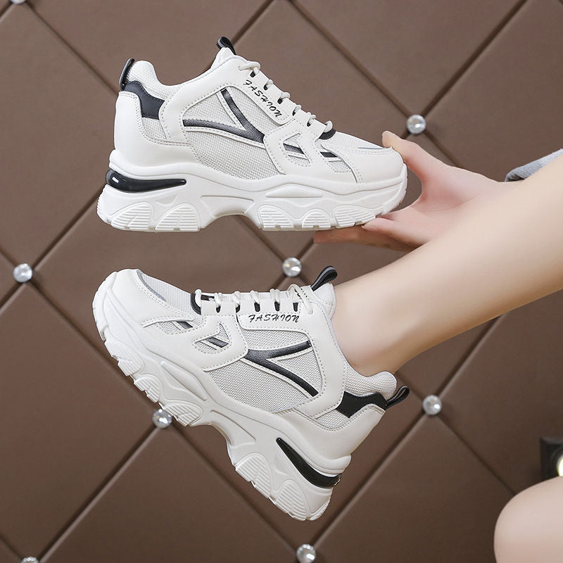 Damen Komfortable Plateau-Sneaker mit atmungsaktiver Mesh-Oberfläche