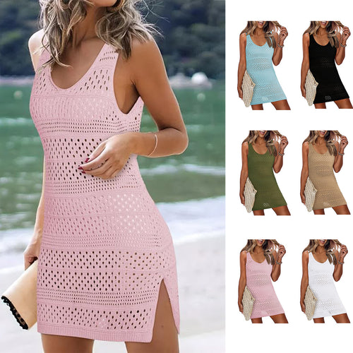 Damen luftiges Häkelkleid mit grafischem Muster R&B