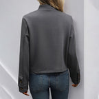 Damen stylische Jacke mit Knopfdetails und modernem Schildkragen R&B