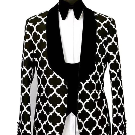Herren eleganter Designer-Sakko mit auffälligem Muster R&B
