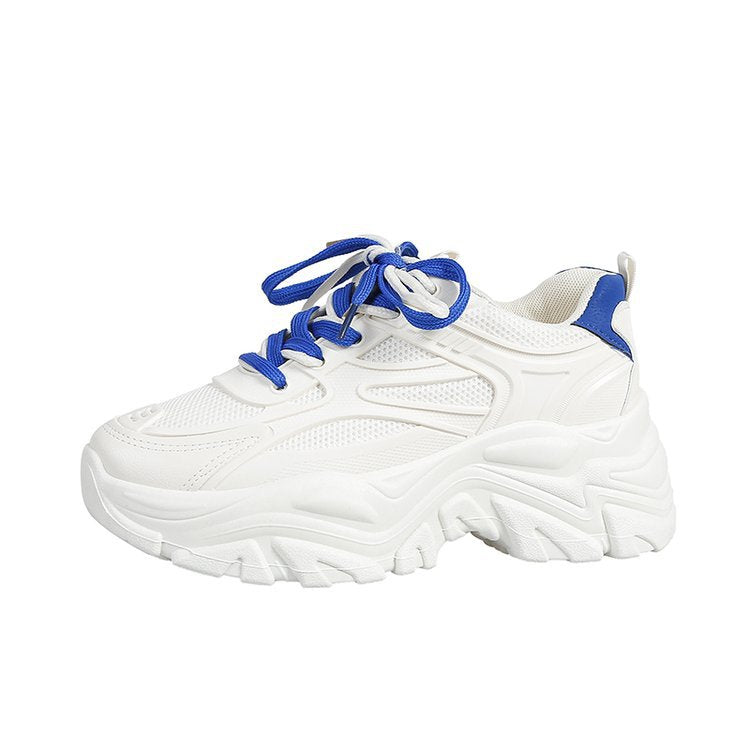 Damen modische Chunky Sneakers mit atmungsaktiver Mesh-Oberfläche und trendigem Schnürsenkeldesign R&B